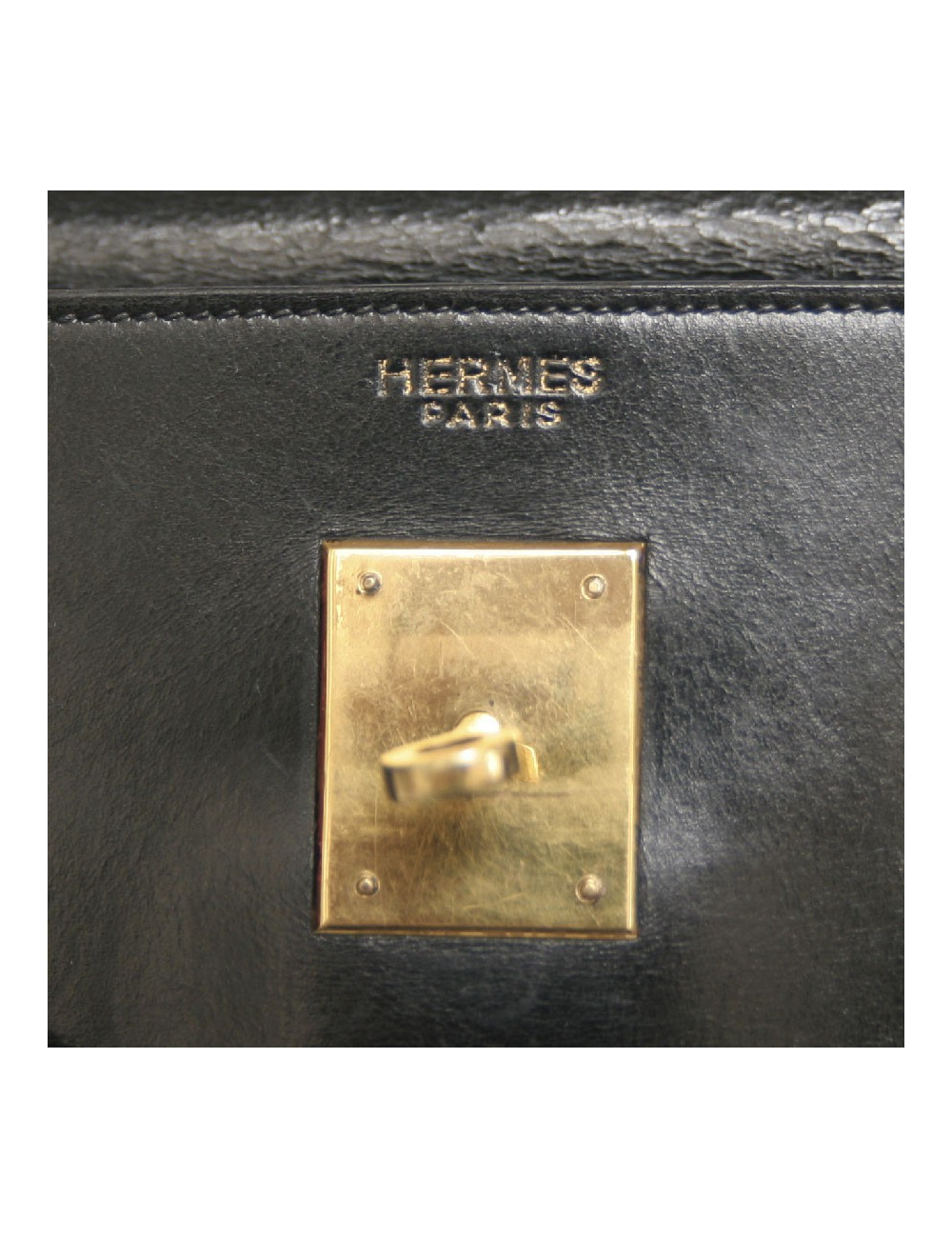 sac kelly 32 HERMES vintage cuir box noir