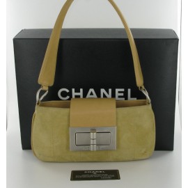 Small beige suede CHANEL bag