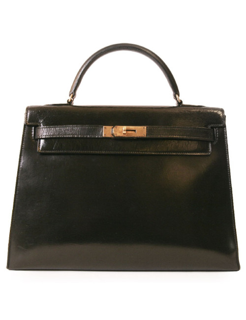 Kelly 32 HERMES cuir box noir 