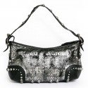 Bag JUST CAVALLI leather black and lame gray