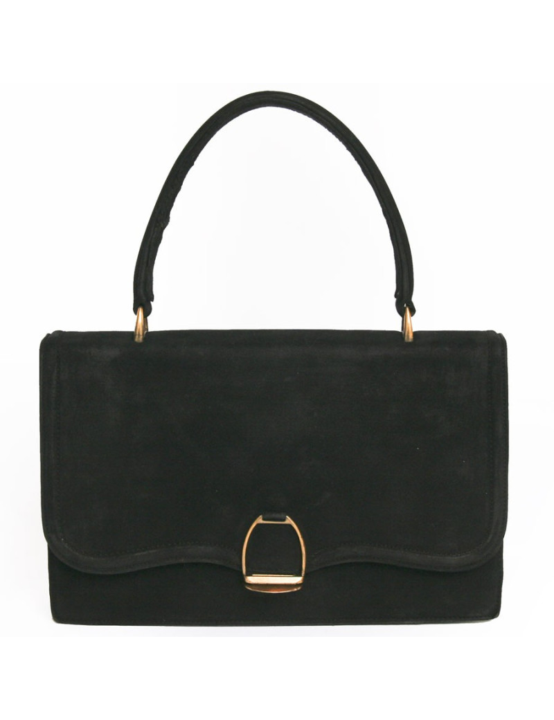 Sac HERMES vintage en daim noir