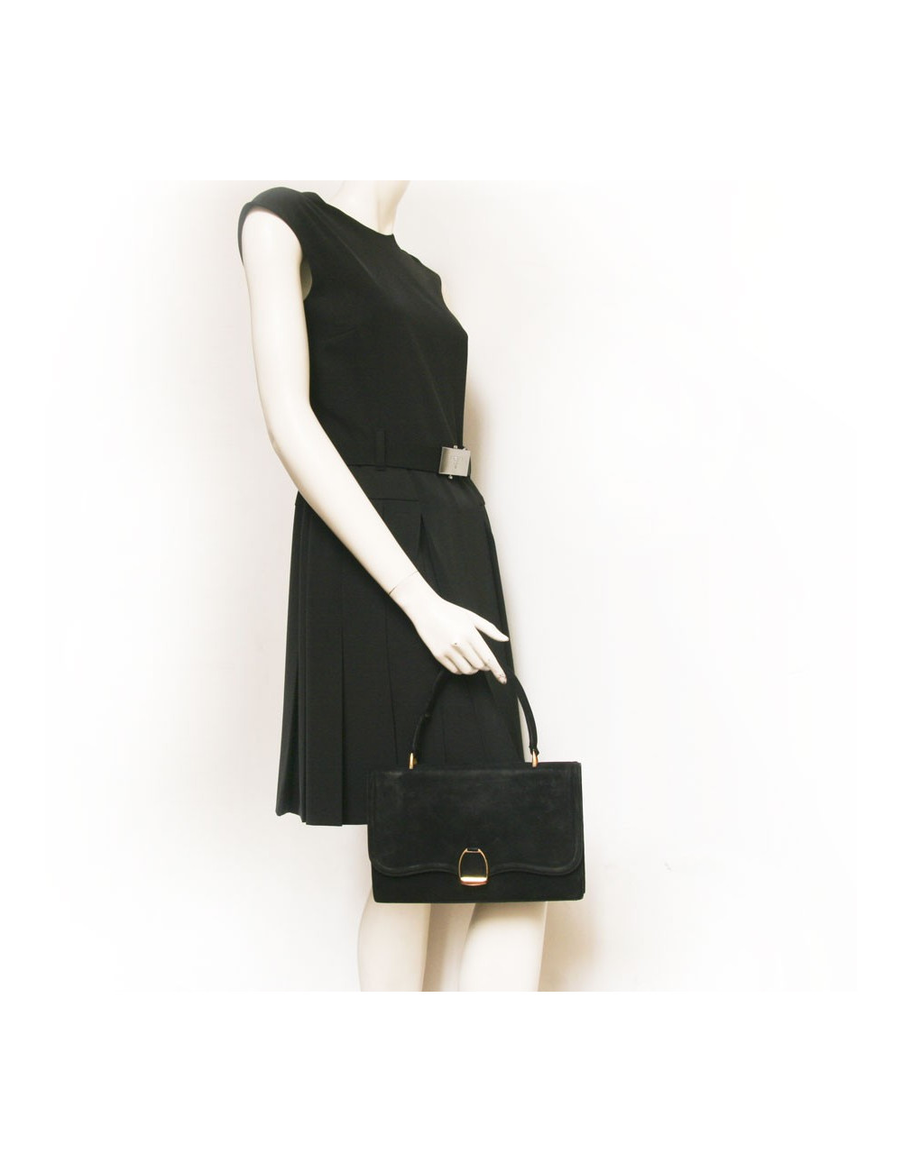 Sac HERMES vintage en daim noir