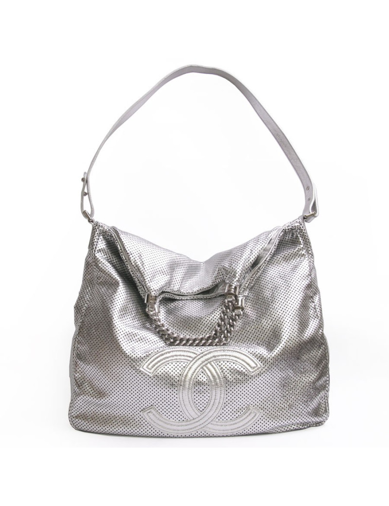 Grand sac CHANEL cuir métallisé 