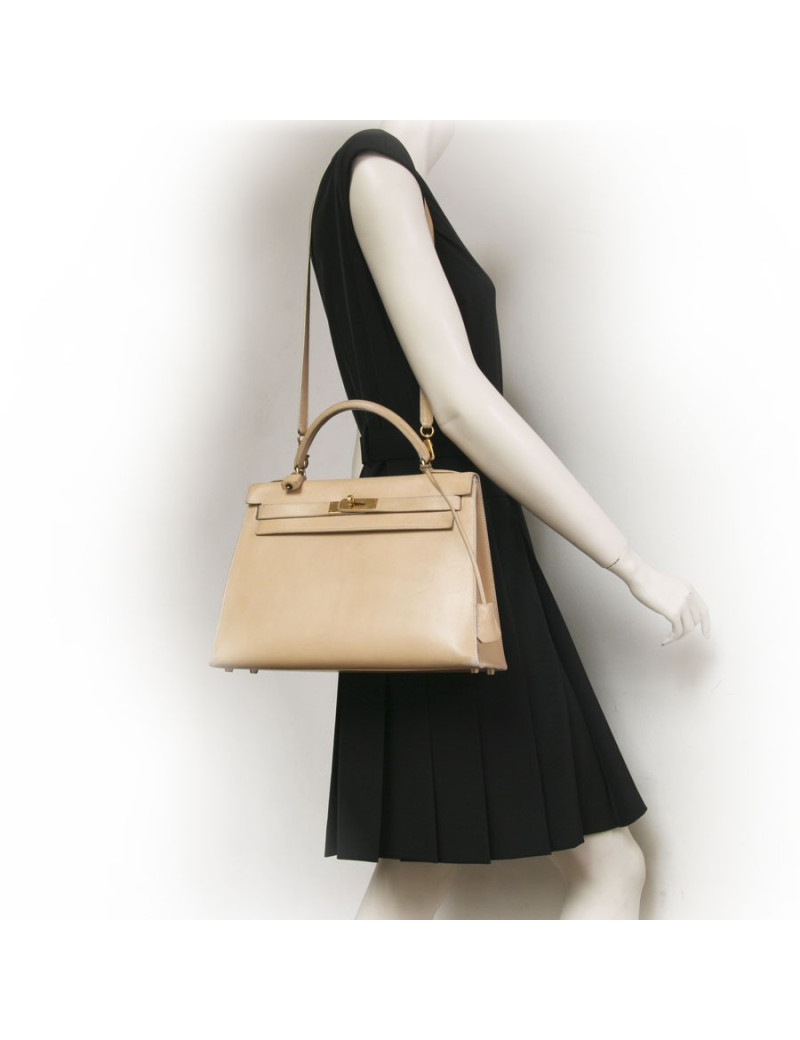 Sac Kelly 32 HERMES cuir box sable