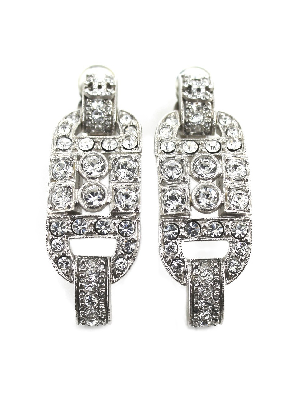 Clips d'oreilles CHANEL sertis de strass