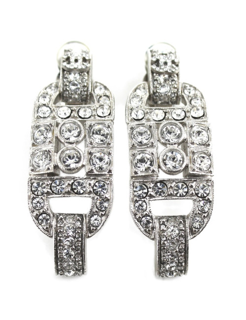 Clips d'oreilles CHANEL sertis de strass