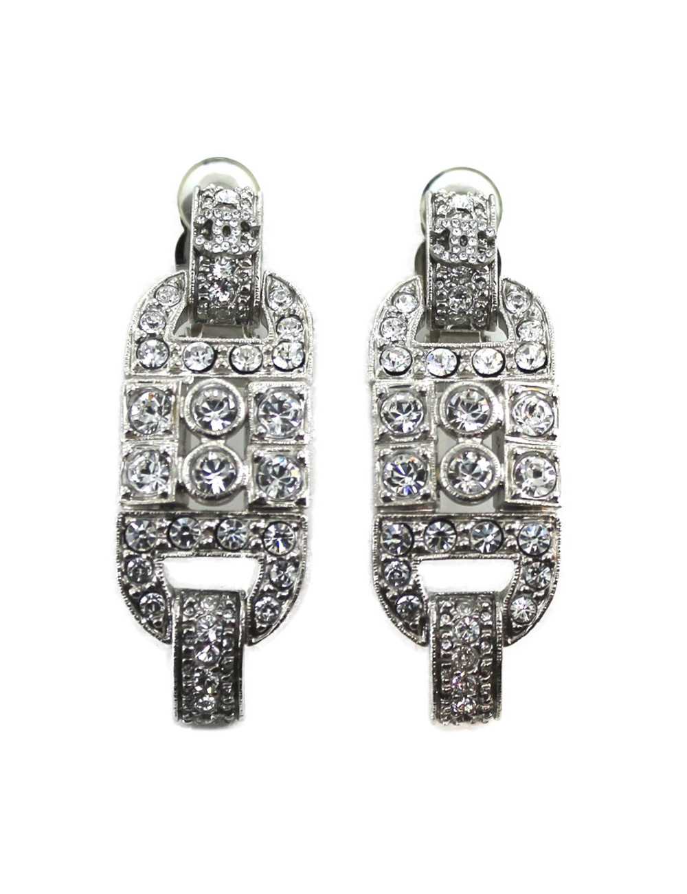 Clips d'oreilles CHANEL sertis de strass