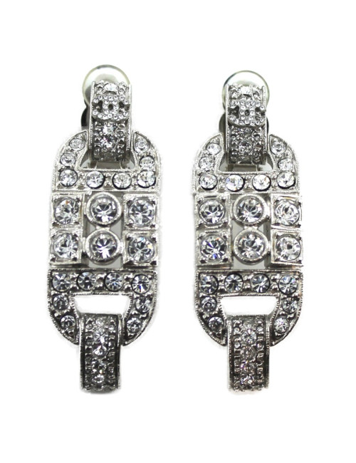 Clips d'oreilles CHANEL sertis de strass