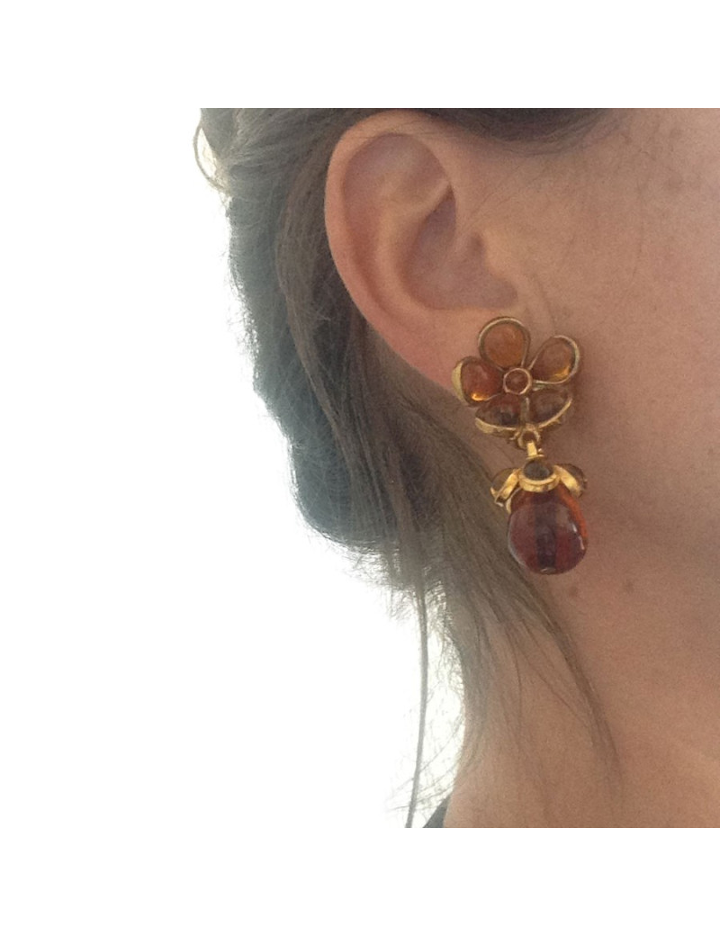 Clips MARGUERITE DE VALOIS glass amber