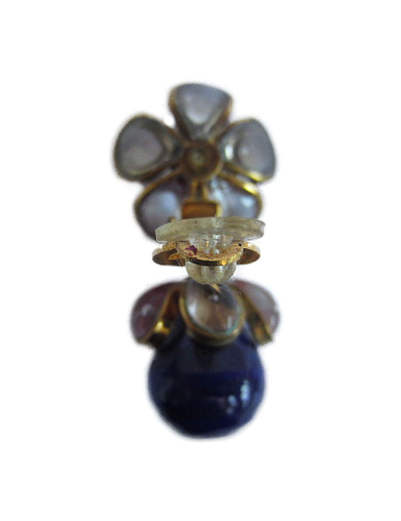 MARGUERITE DE VALOIS Midnight blue and transparent glass paste clips