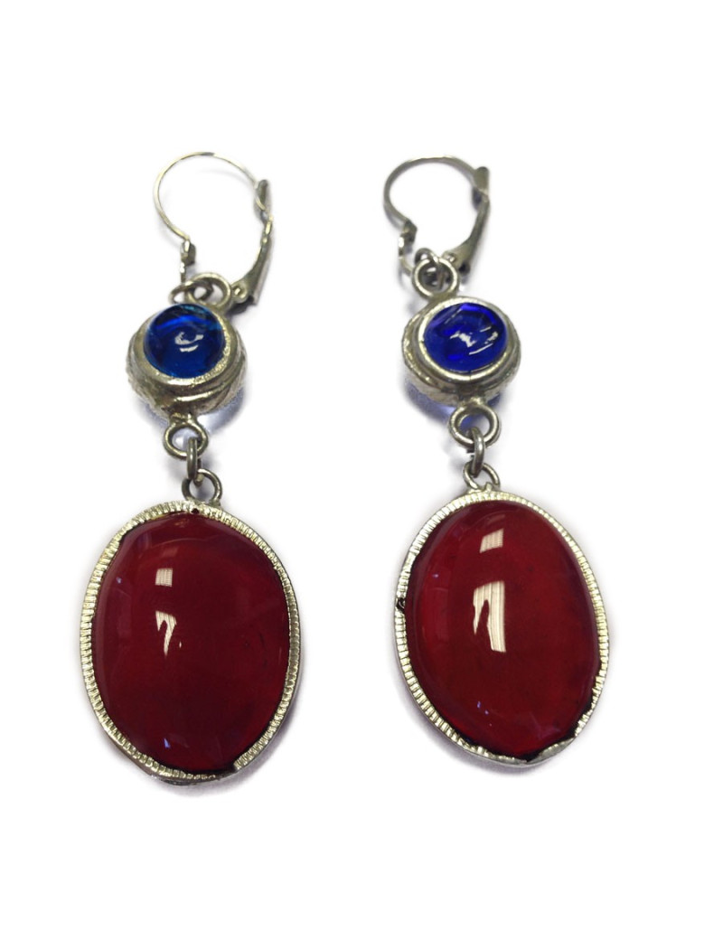 Clous d'oreilles MARGUERITE DE VALOIS en pâte de verre