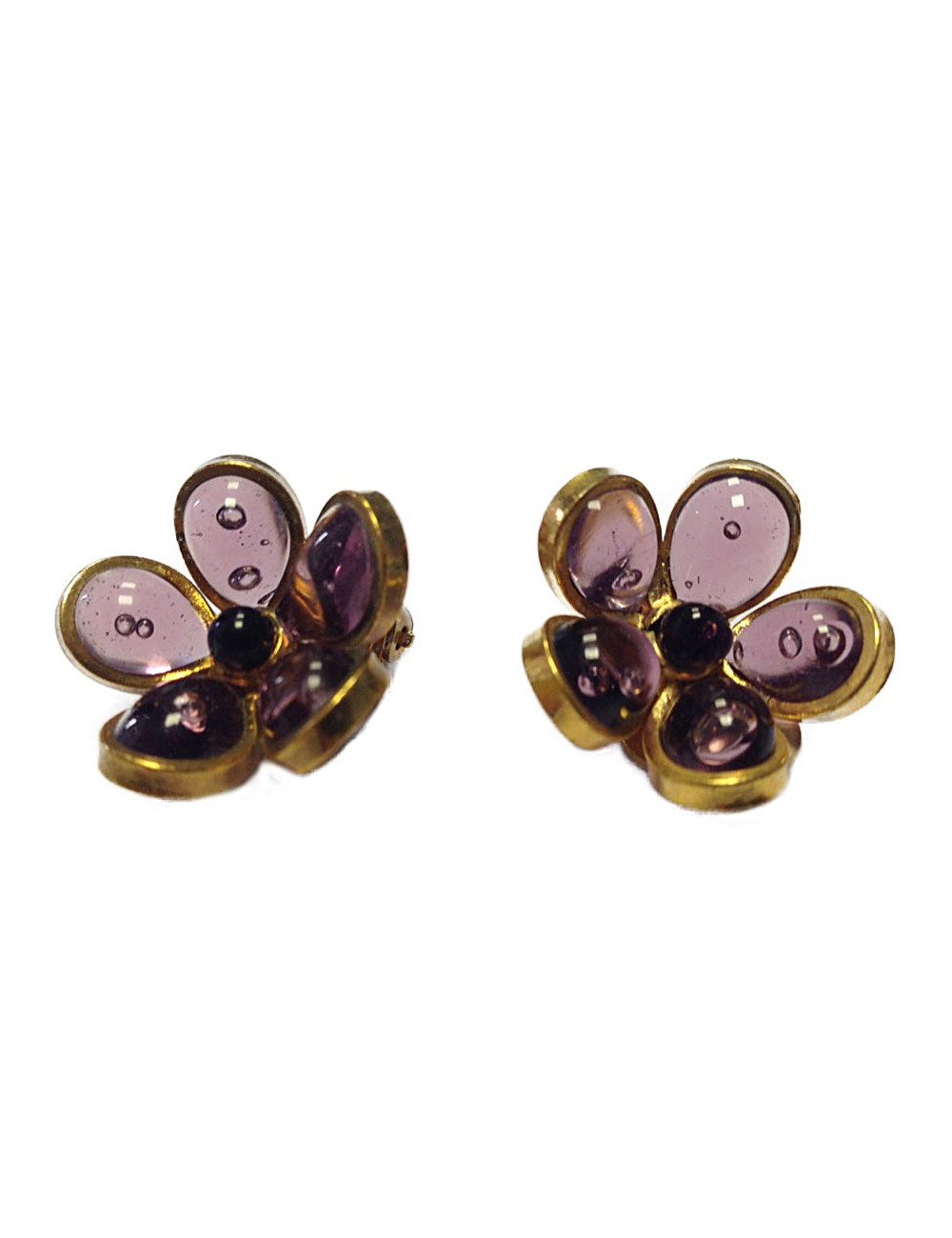 Clips Marguerite de Valois pâte de verre parme