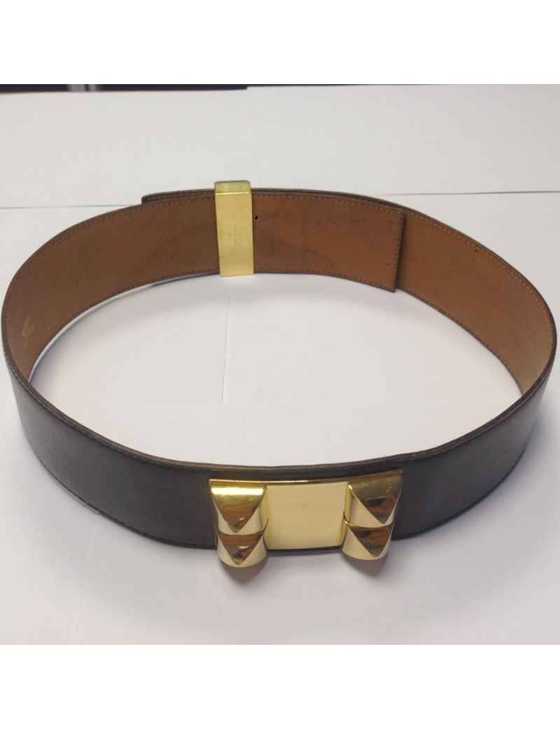 Ceinture Médor HERMES cuir box noir T 69 