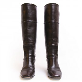 Boots CHRISTIAN DIOR brown leather T38, 5