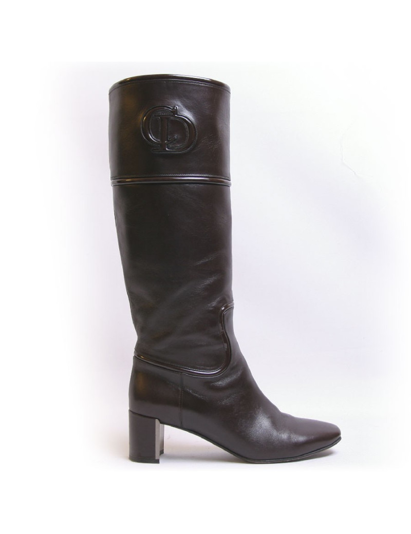Bottes CHRISTIAN DIOR en cuir marron T38,5