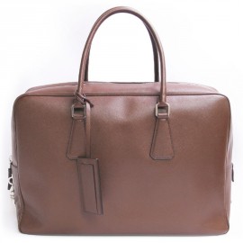 Chocolate saffiano leather PRADA bag