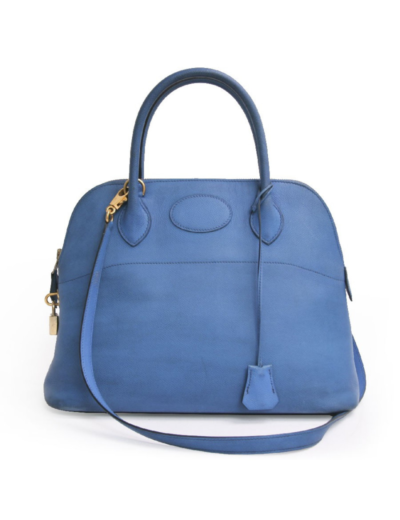 Sac bolide HERMES bleu  cuir epsom