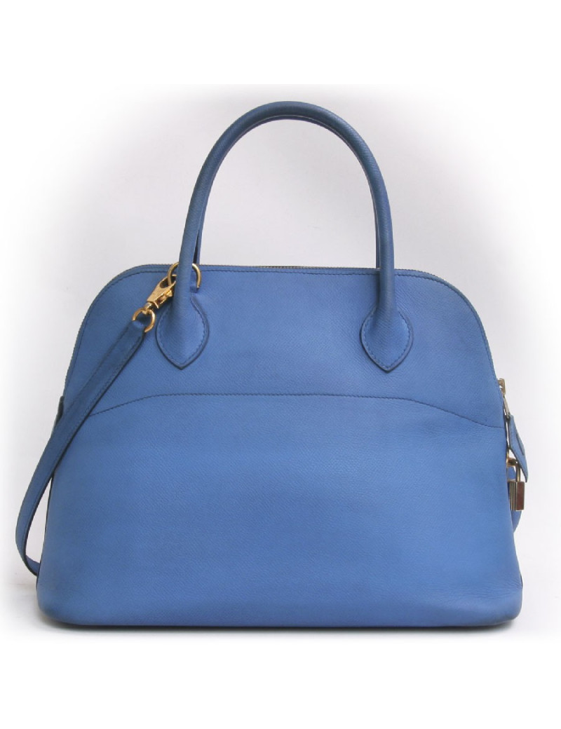 Sac bolide HERMES bleu  cuir epsom