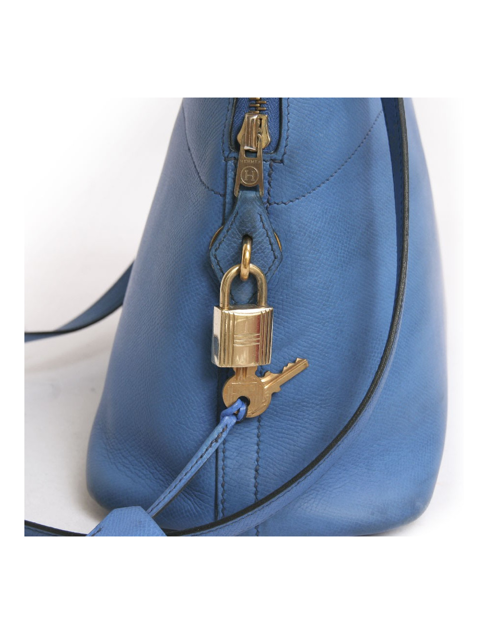 Sac bolide HERMES bleu  cuir epsom