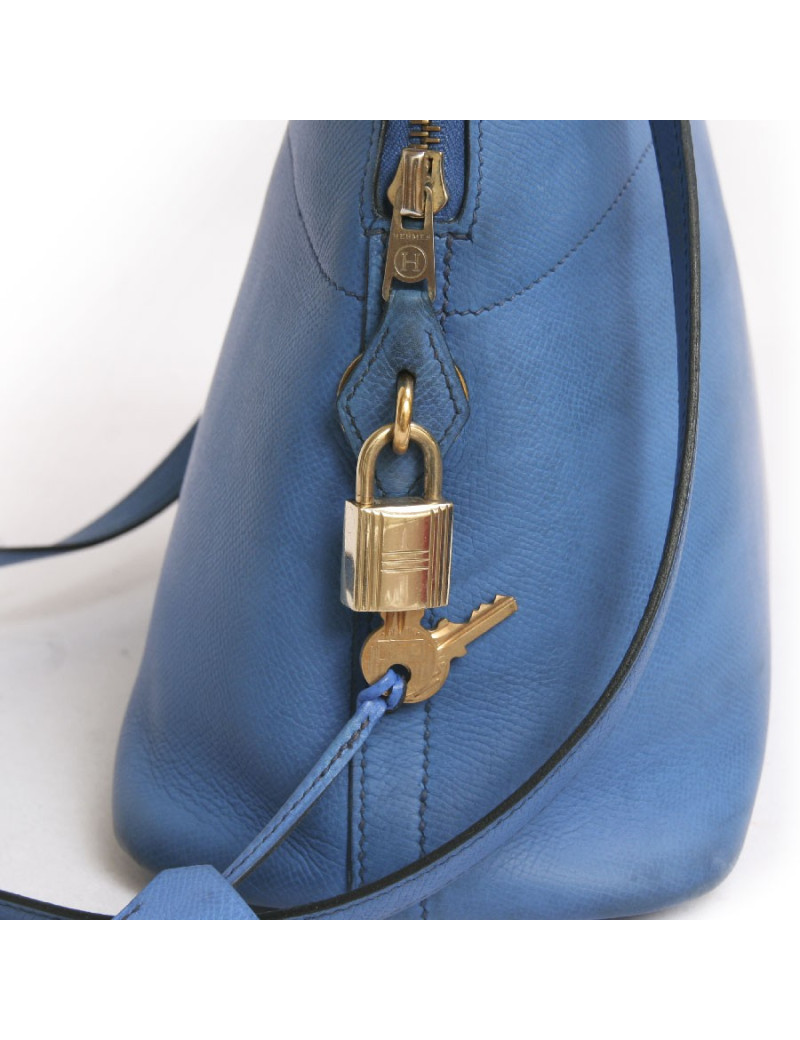 Sac bolide HERMES bleu  cuir epsom