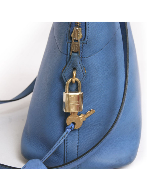 Sac bolide HERMES bleu  cuir epsom