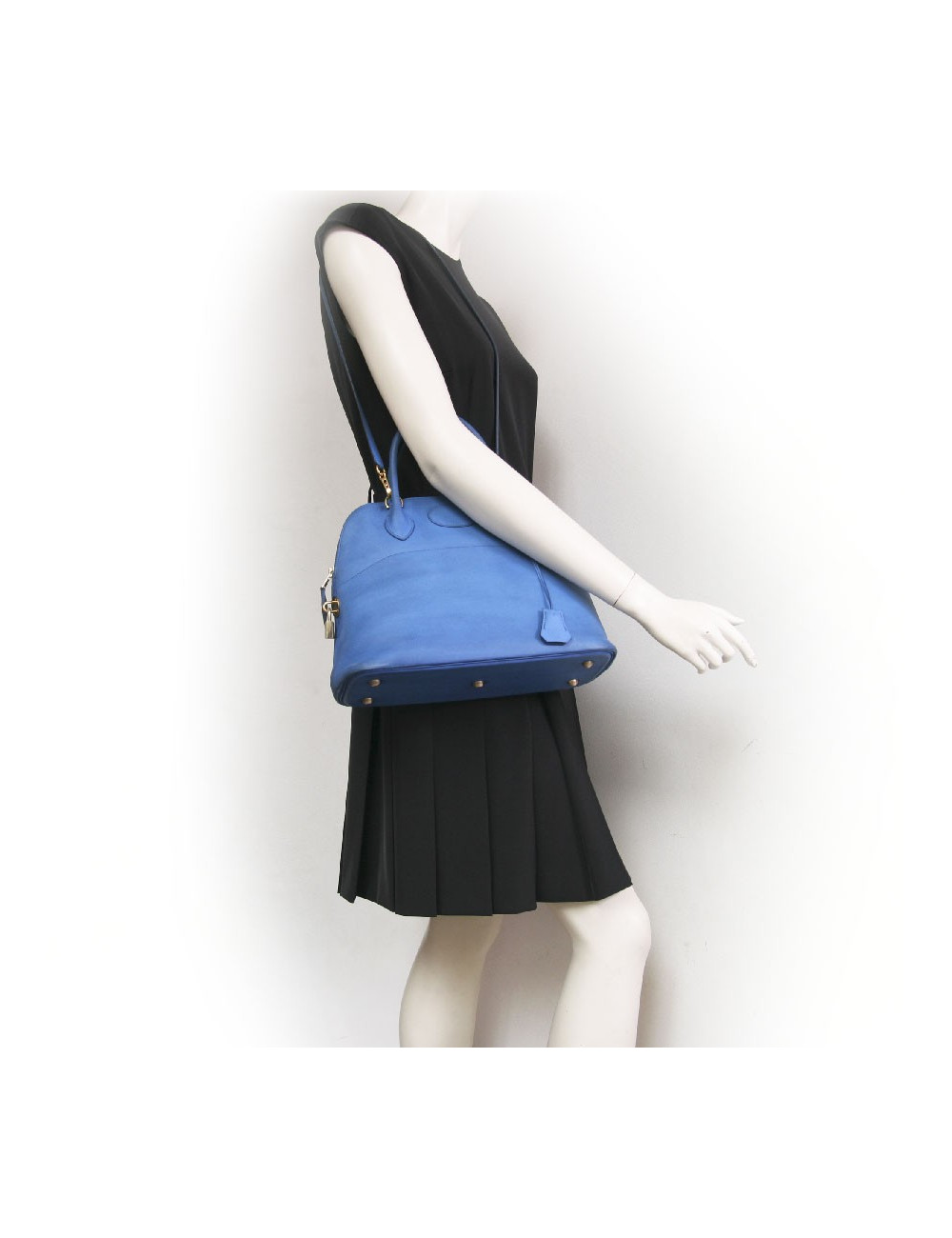 Sac bolide HERMES bleu  cuir epsom
