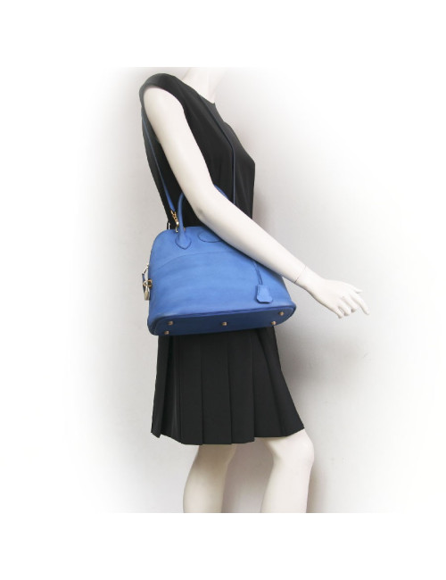 Sac bolide HERMES bleu  cuir epsom