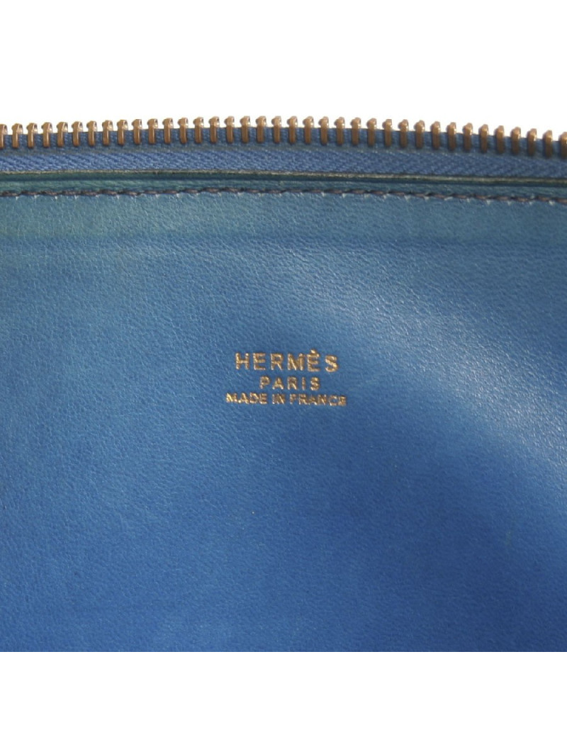 Sac bolide HERMES bleu  cuir epsom