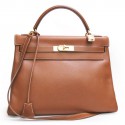 32 courchevel gold leather HERMES Kelly bag