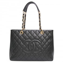 Black grained leather CHANEL bag