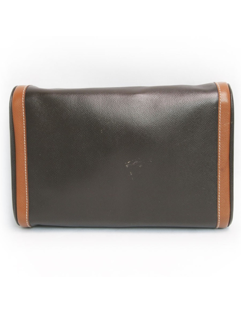 Trousse de toilette HERMES toile et cuir  marron et gold