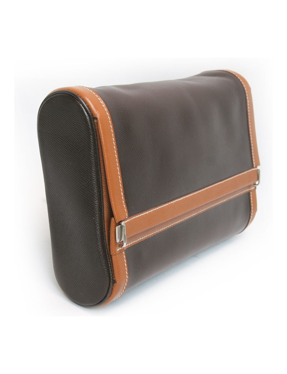 Trousse de toilette HERMES toile et cuir  marron et gold
