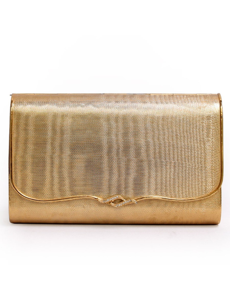 Pochette aumônière  du soir en métal doré 