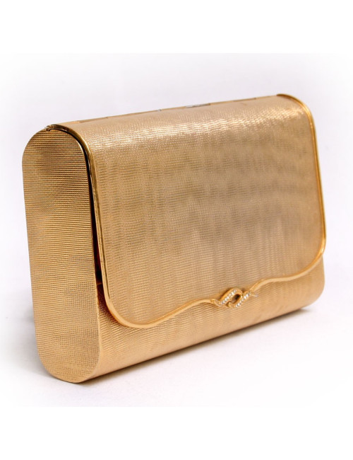 Pochette aumônière  du soir en métal doré 