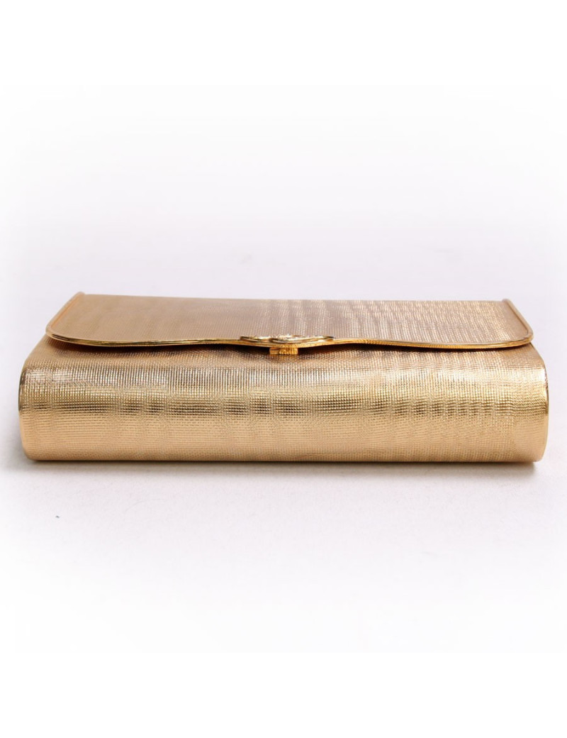 Pochette aumônière  du soir en métal doré 