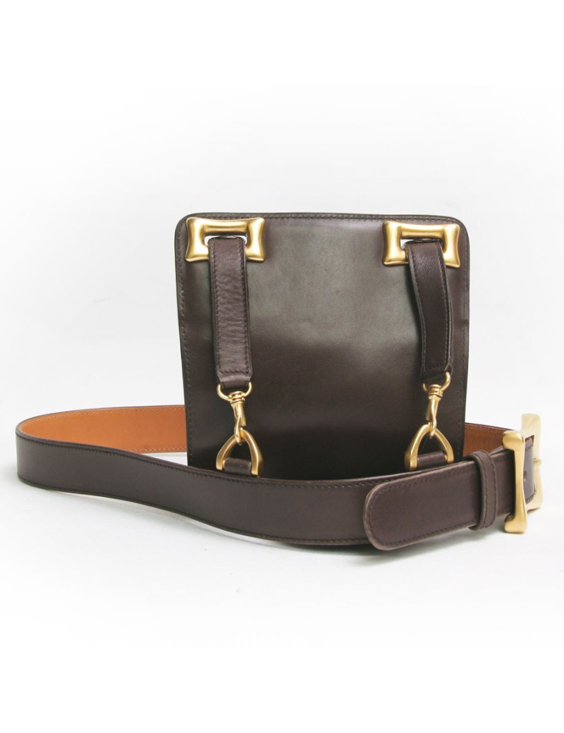 Ceinture Pochette CELINE cuir de veau marron