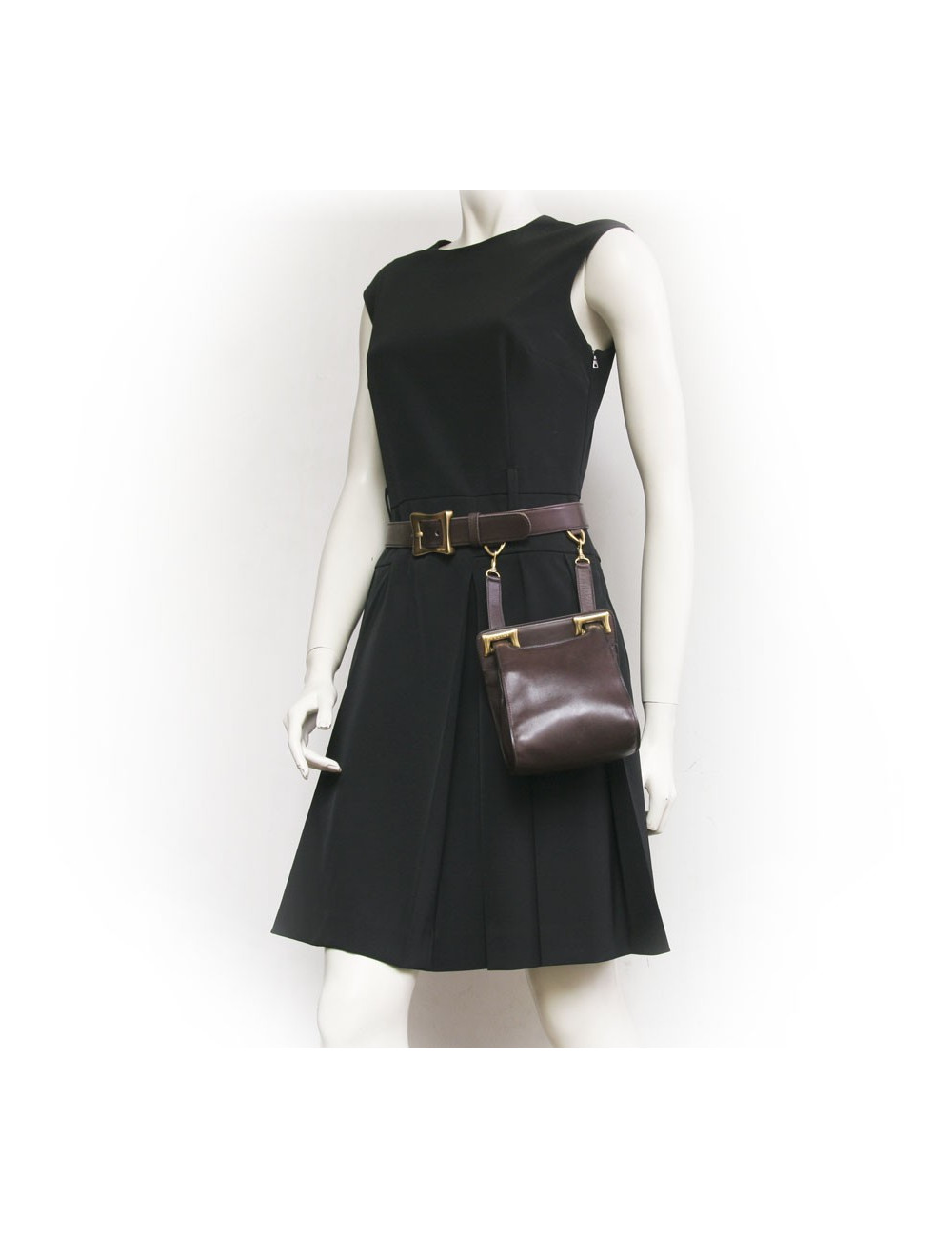 Ceinture Pochette CELINE cuir de veau marron