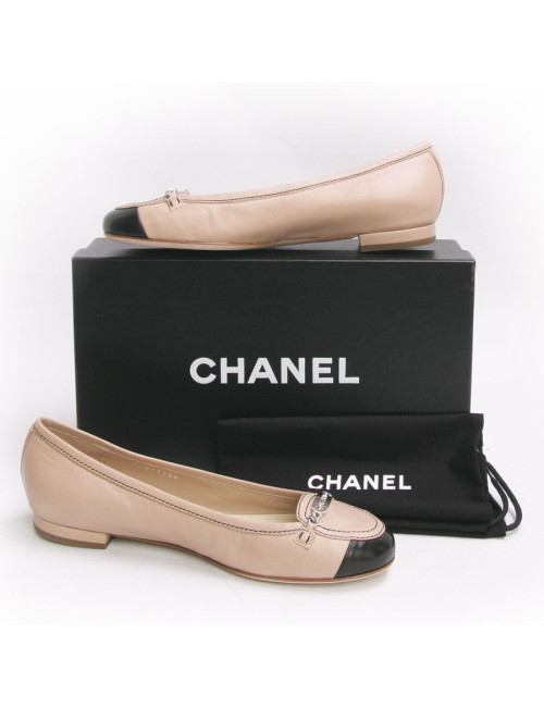 Ballerines CHANEL T 37.5 bicolores 