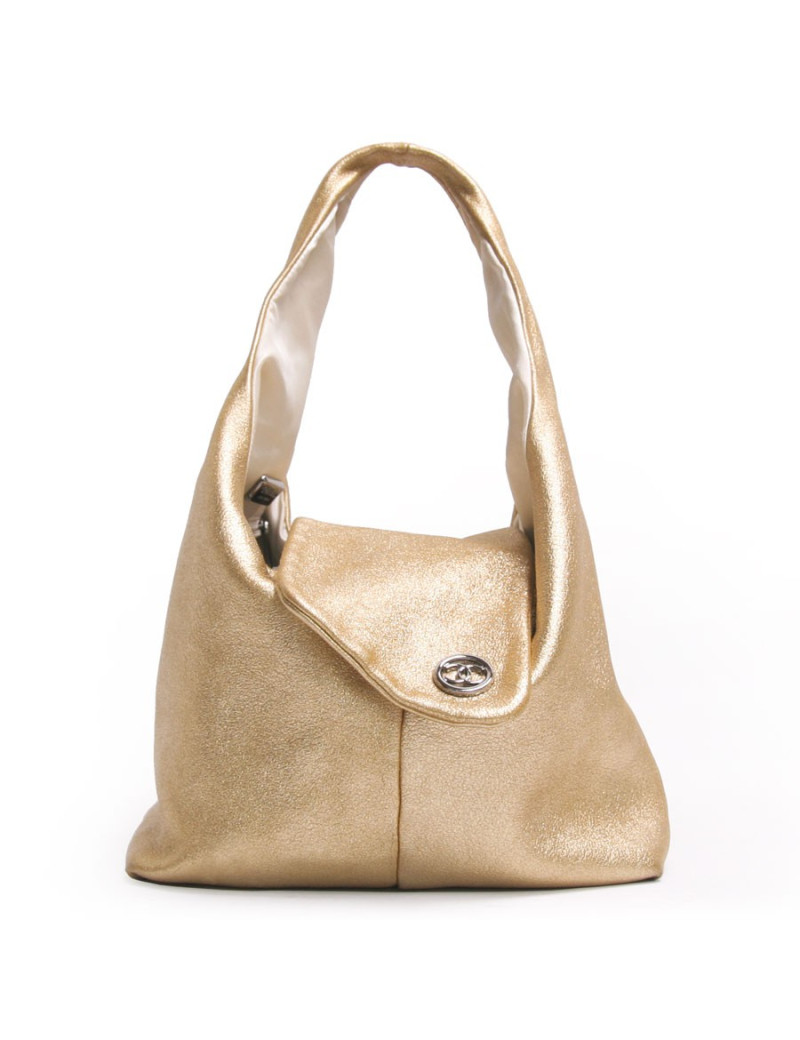 Sac CHANEL cuir lamé or 