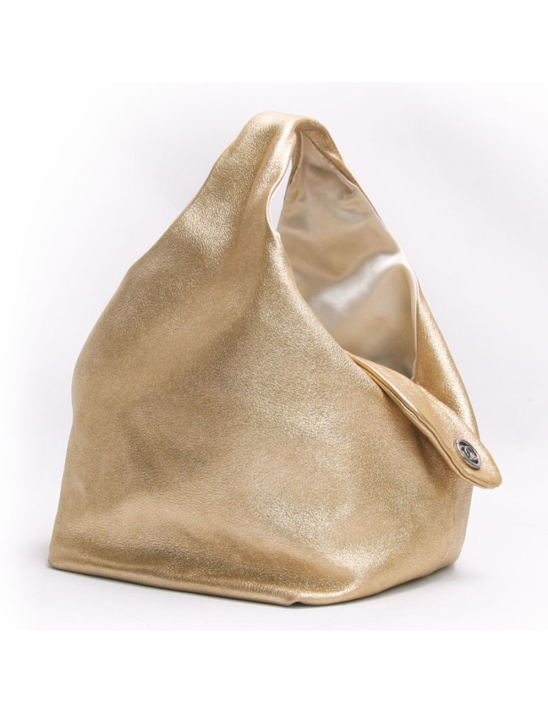 Sac CHANEL cuir lamé or 
