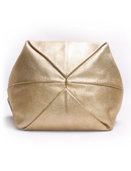 Sac CHANEL cuir lamé or 