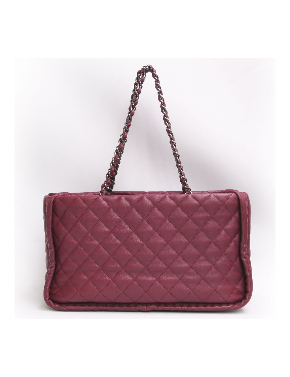 Sac CHANEL cuir d'agneau matelassé prune