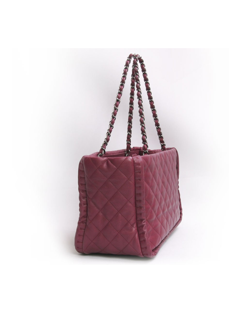 Sac CHANEL cuir d'agneau matelassé prune