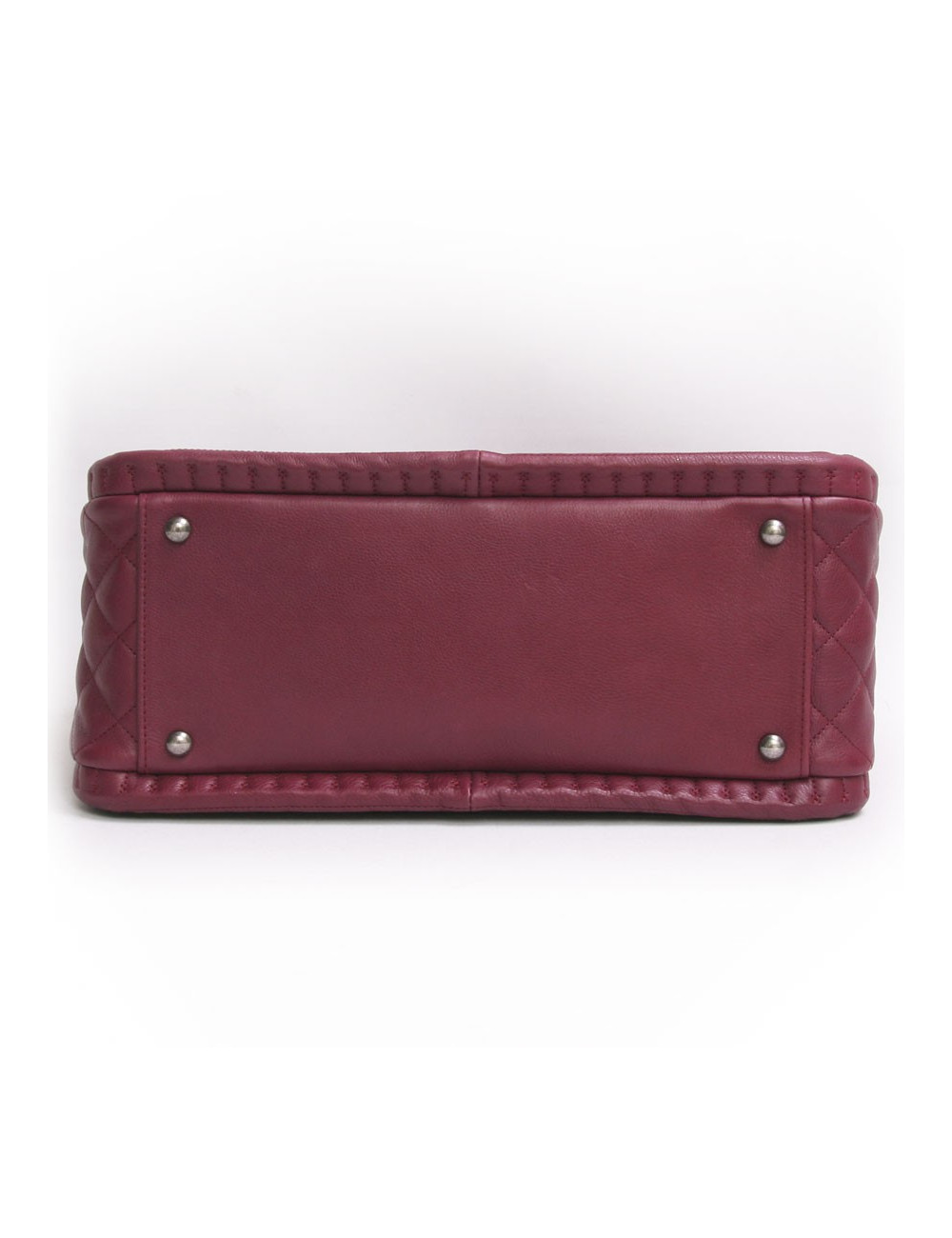 Sac CHANEL cuir d'agneau matelassé prune