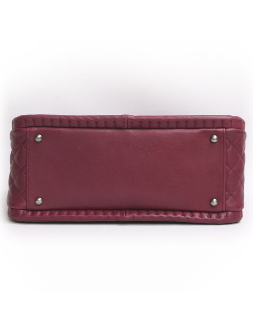 Sac CHANEL cuir d'agneau matelassé prune