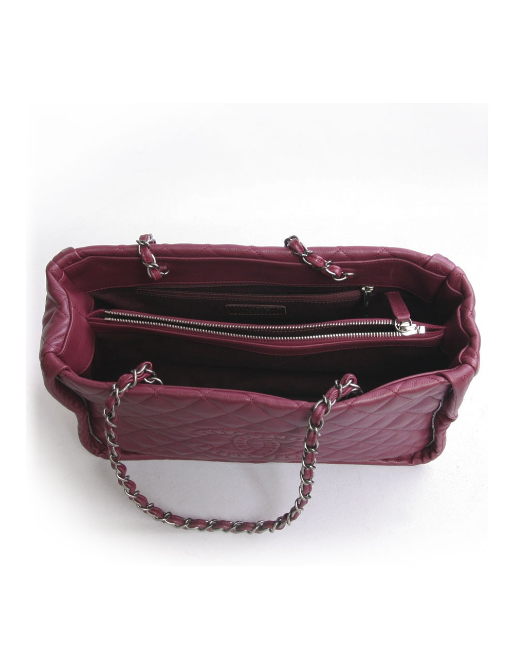 Sac CHANEL cuir d'agneau matelassé prune