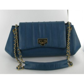 Bag blue leather attributes Golden CHANEL