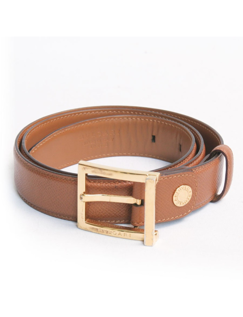 Ceinture BULGARI cuir grainé gold  homme