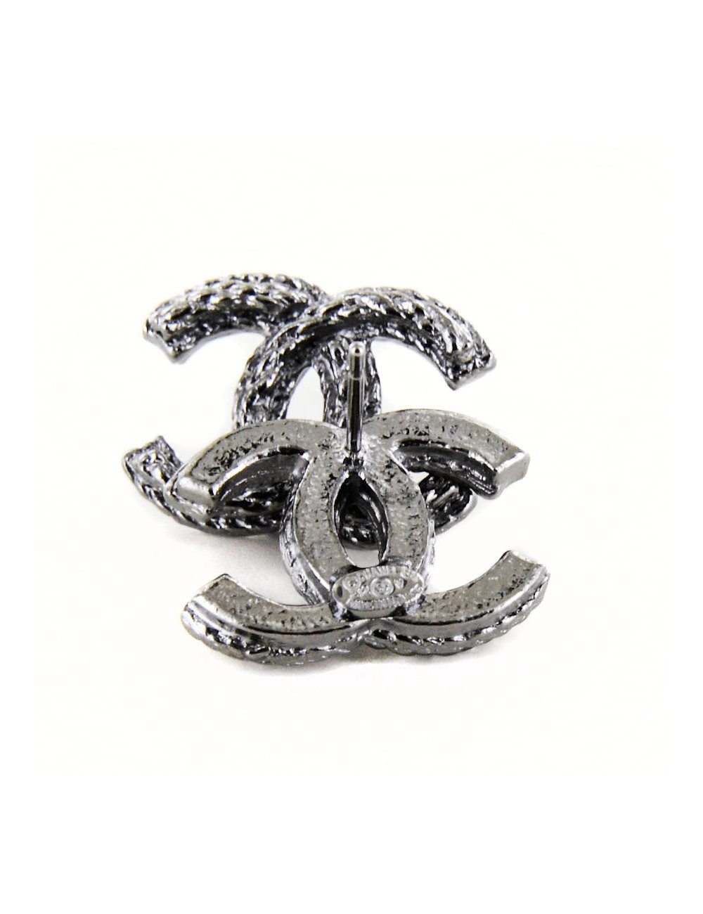 Clous d'oreille CHANEL double C chaîne ruthénium