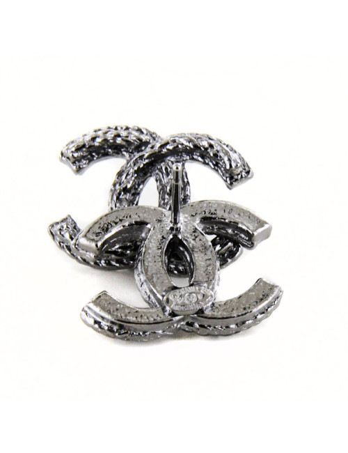 Clous d'oreille CHANEL double C chaîne ruthénium
